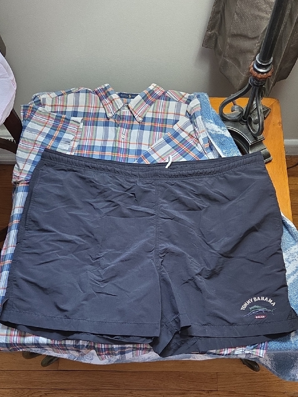 Tommy Bahama Men's Relax Blue Marlin Paradise Nation Black Swim Shorts Large
